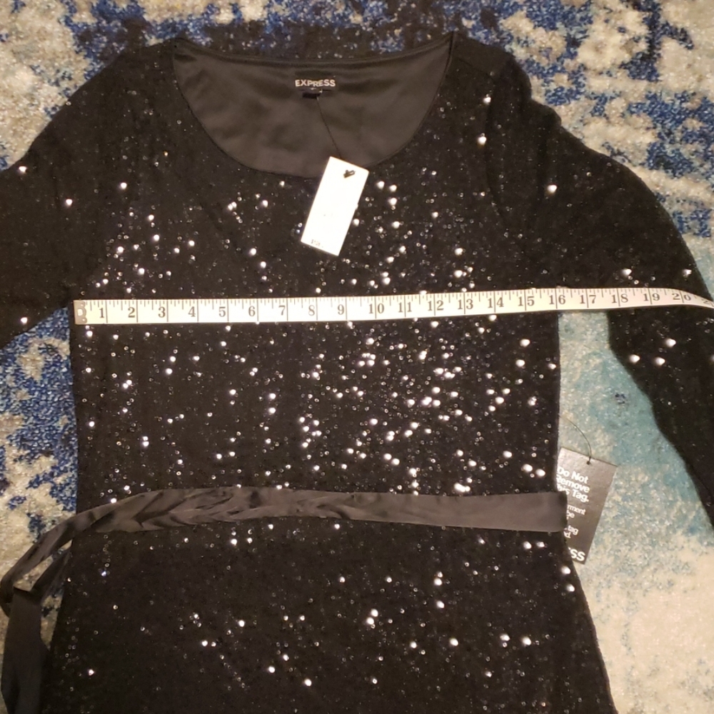 EXPRESS black sequin long sleeve dress NWT - Picture 6 of 7